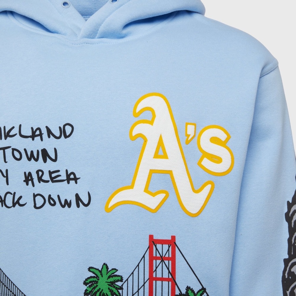 NWT HOMME FEMME X KOOL KIY "CALI 2 NYC" HOODIE (LIGHT BLUE) - Picture 3 of 5